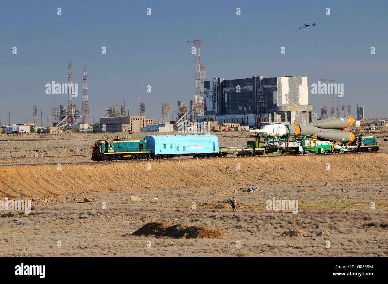 Veicolo spaziale Soyuz Rollout Foto Stock