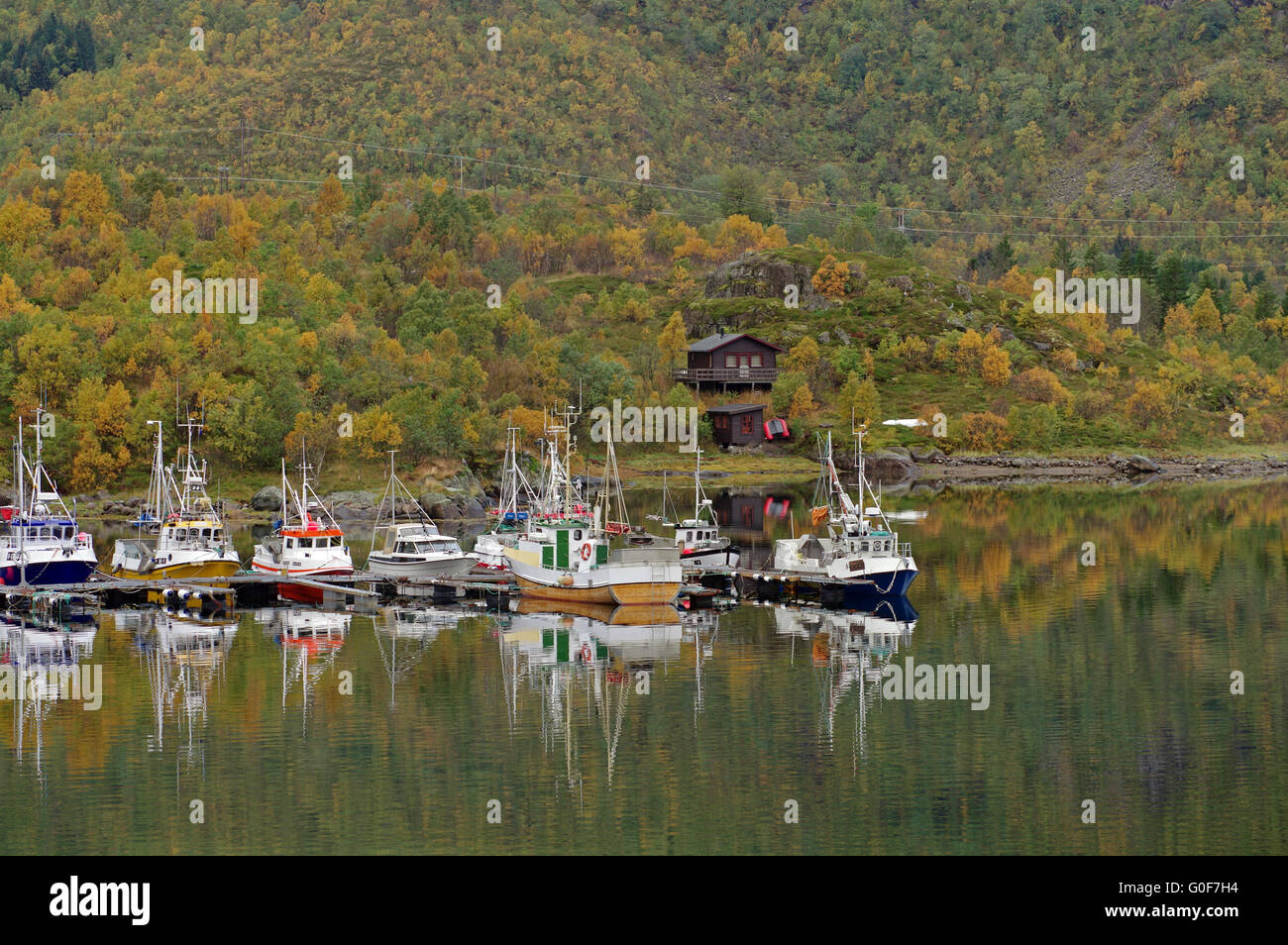 Piccolo porto sulle isole Lofot Foto Stock