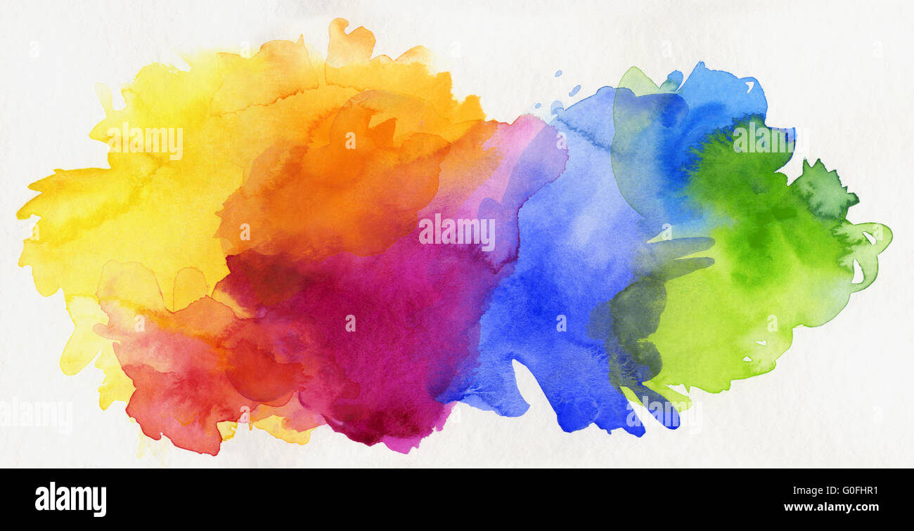 Dipinto a mano rainbow acquerello su carta Foto Stock