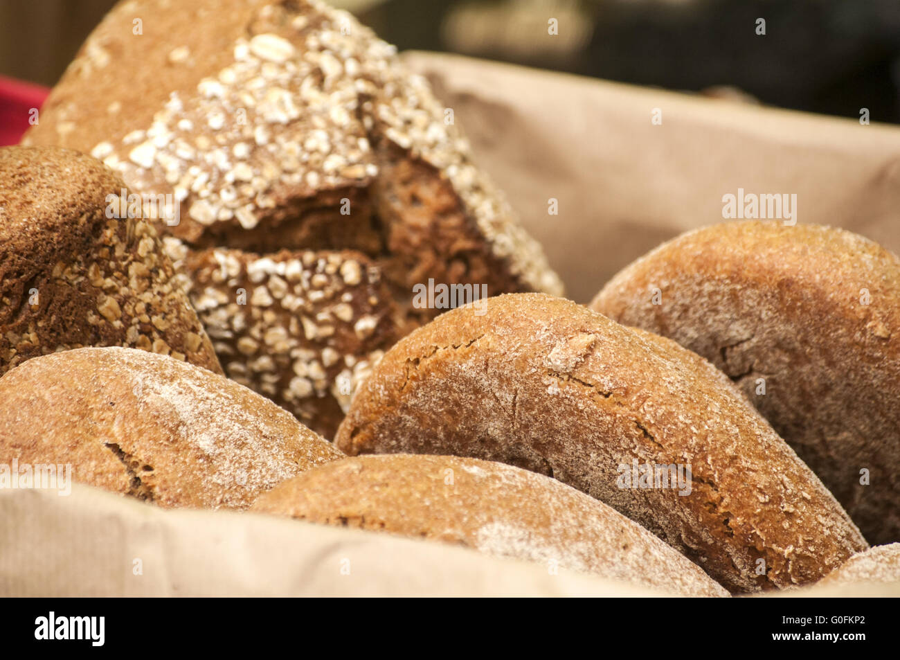 Appena sfornati in casa organico panini gourmet Foto Stock