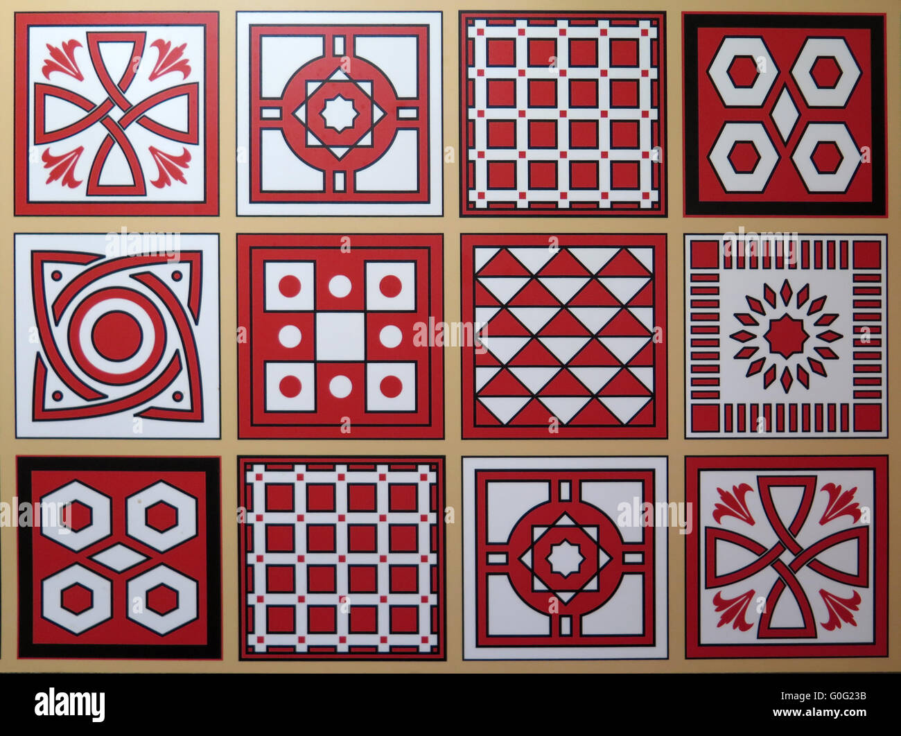 Raccolta di ornamentali in tegole rosse dal Portogallo. Foto Stock