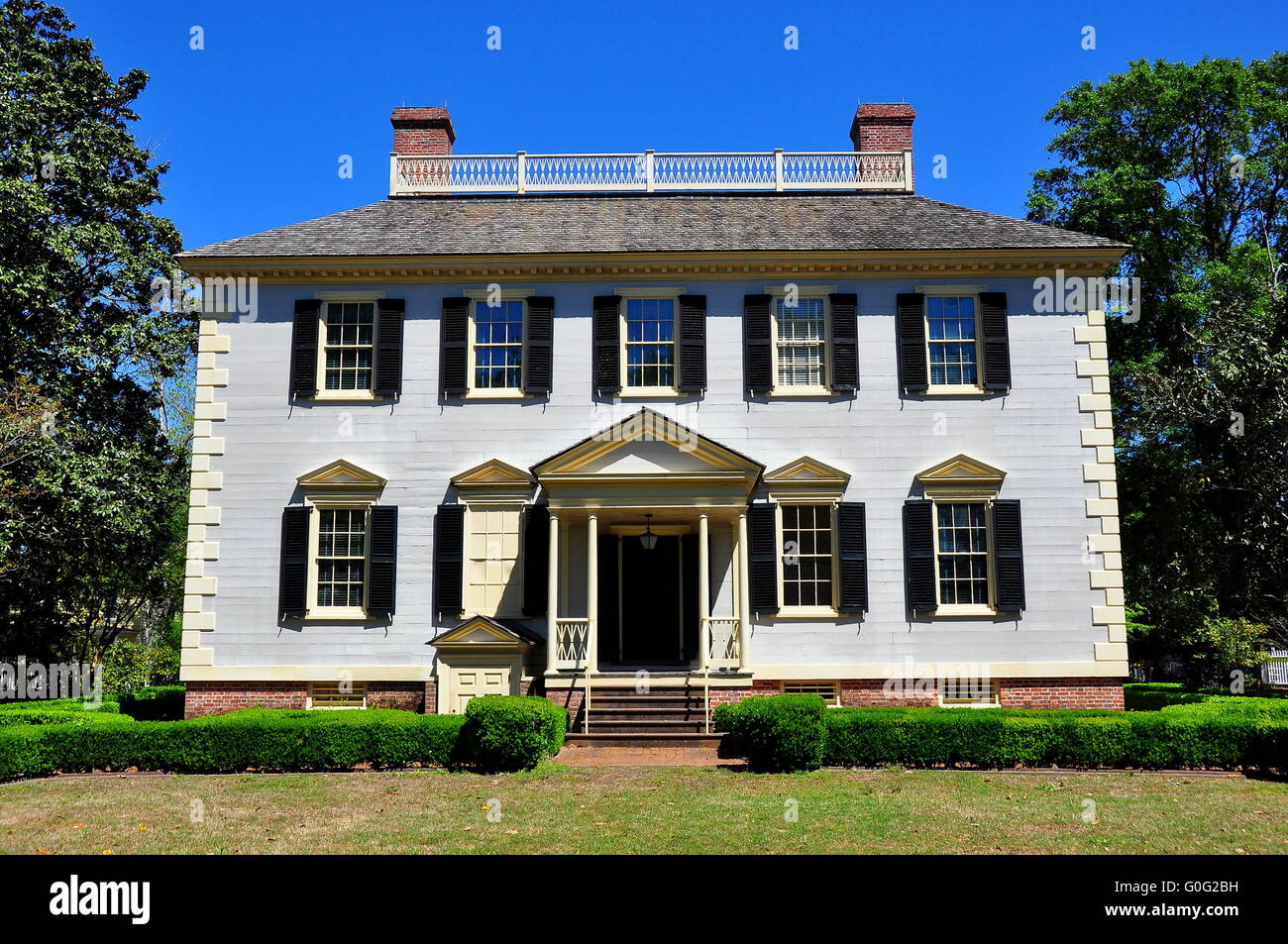 New Bern, North Carolina: Georgian c. 1780 John Wright Stanly casa con giardino entrata portico * Foto Stock