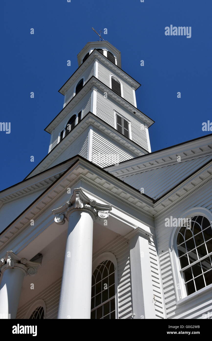 New Bern, North Carolina tre livelli di steeple con cupola in cima al 1822 Prima chiesa presbiteriana Foto Stock