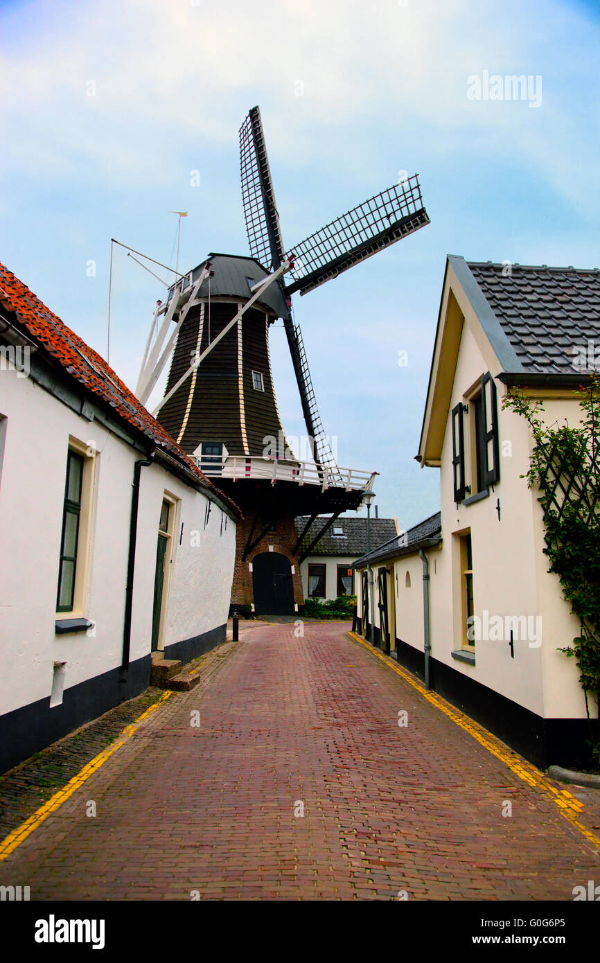 Il mulino a vento, storico villaggio di piccole dimensioni in Paesi Bassi Foto Stock