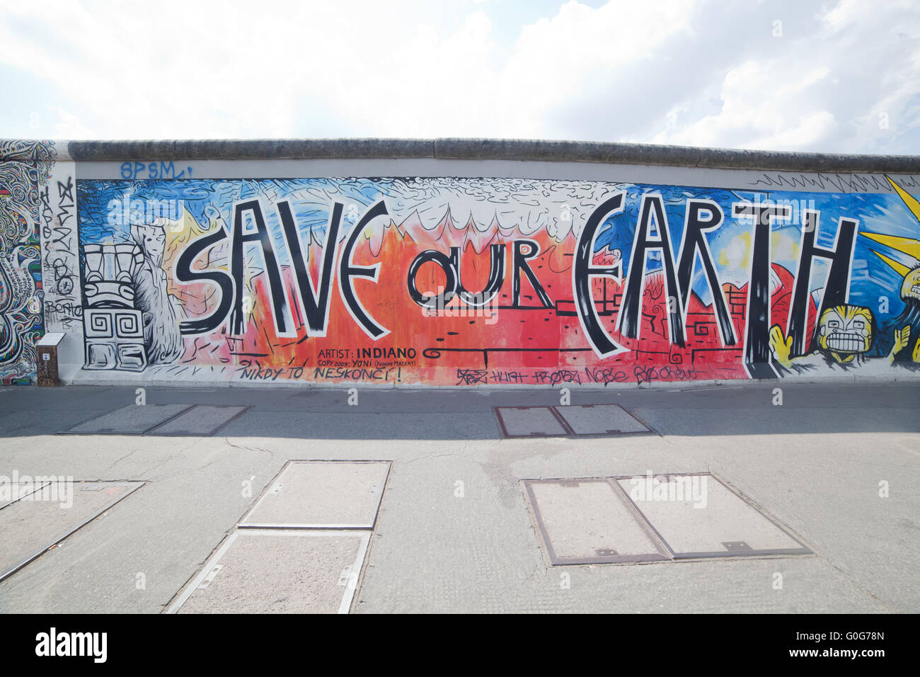 La East Side Gallery - muro di Berlino. Berlino, Germania Foto Stock