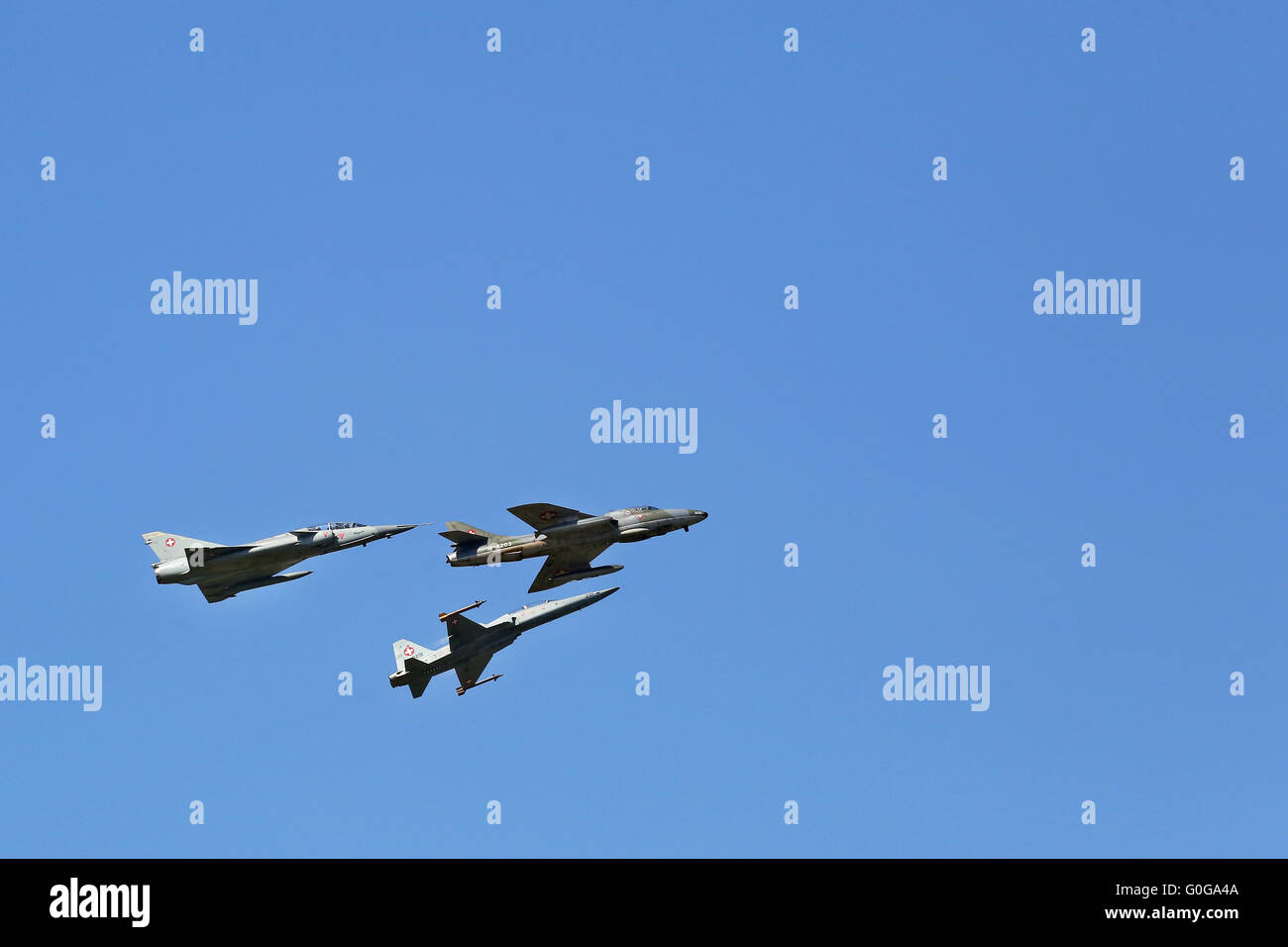 Payerne Airshow storico, jet fighters display Foto Stock