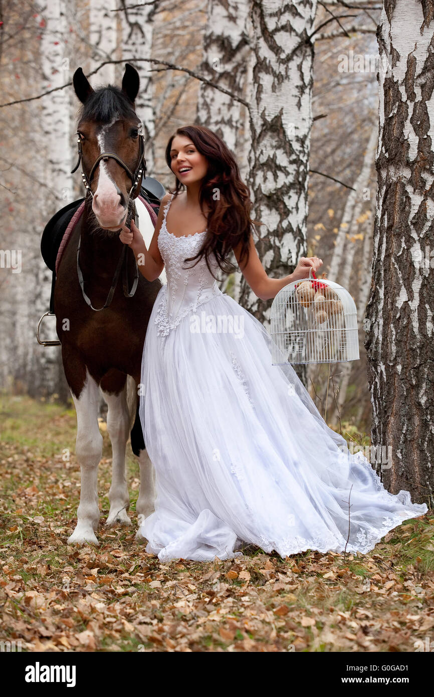 Giovane donna e Cavallo Foto Stock