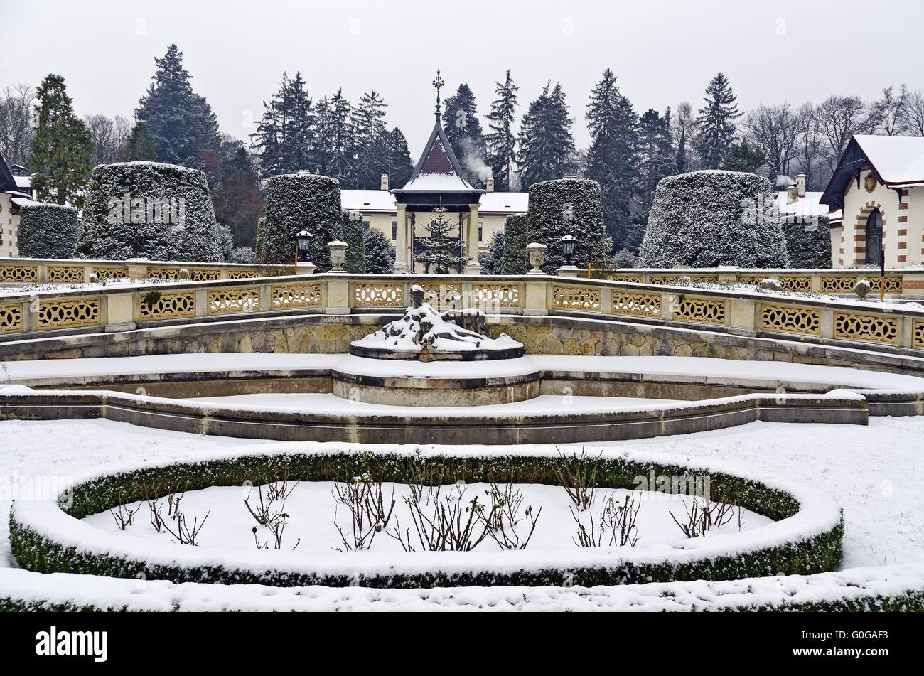 Winterly giardino dell'ex riserva di caccia imperiale villa Hermesvilla Foto Stock