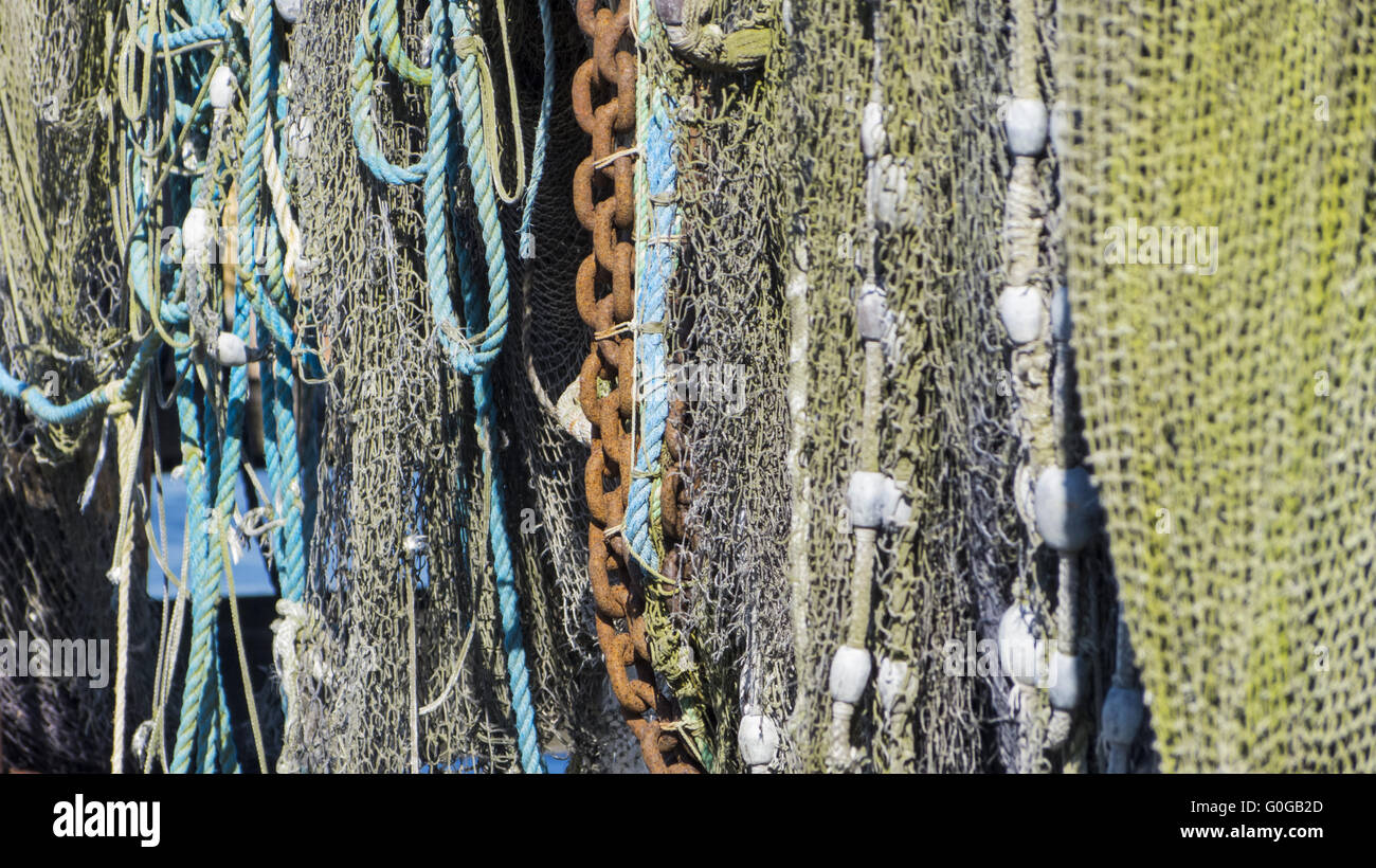 Le reti da pesca e trappole di pesce Foto Stock