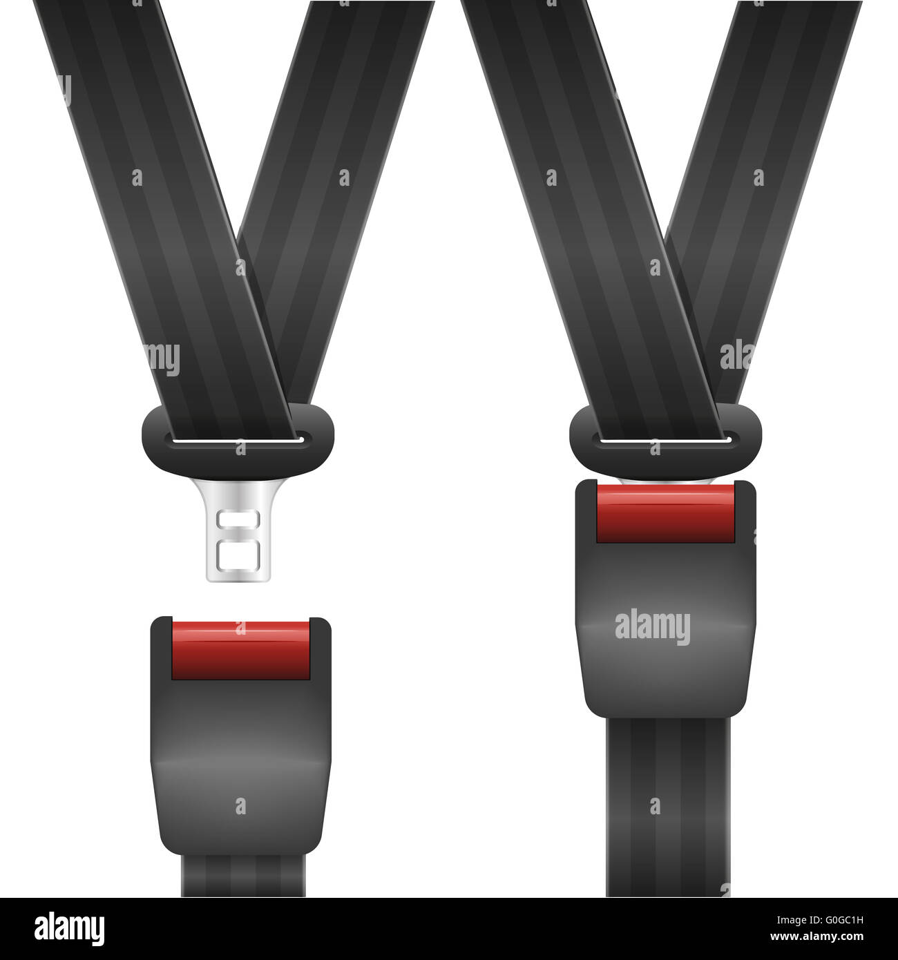 Aperto e chiuso la cintura di sicurezza Foto Stock