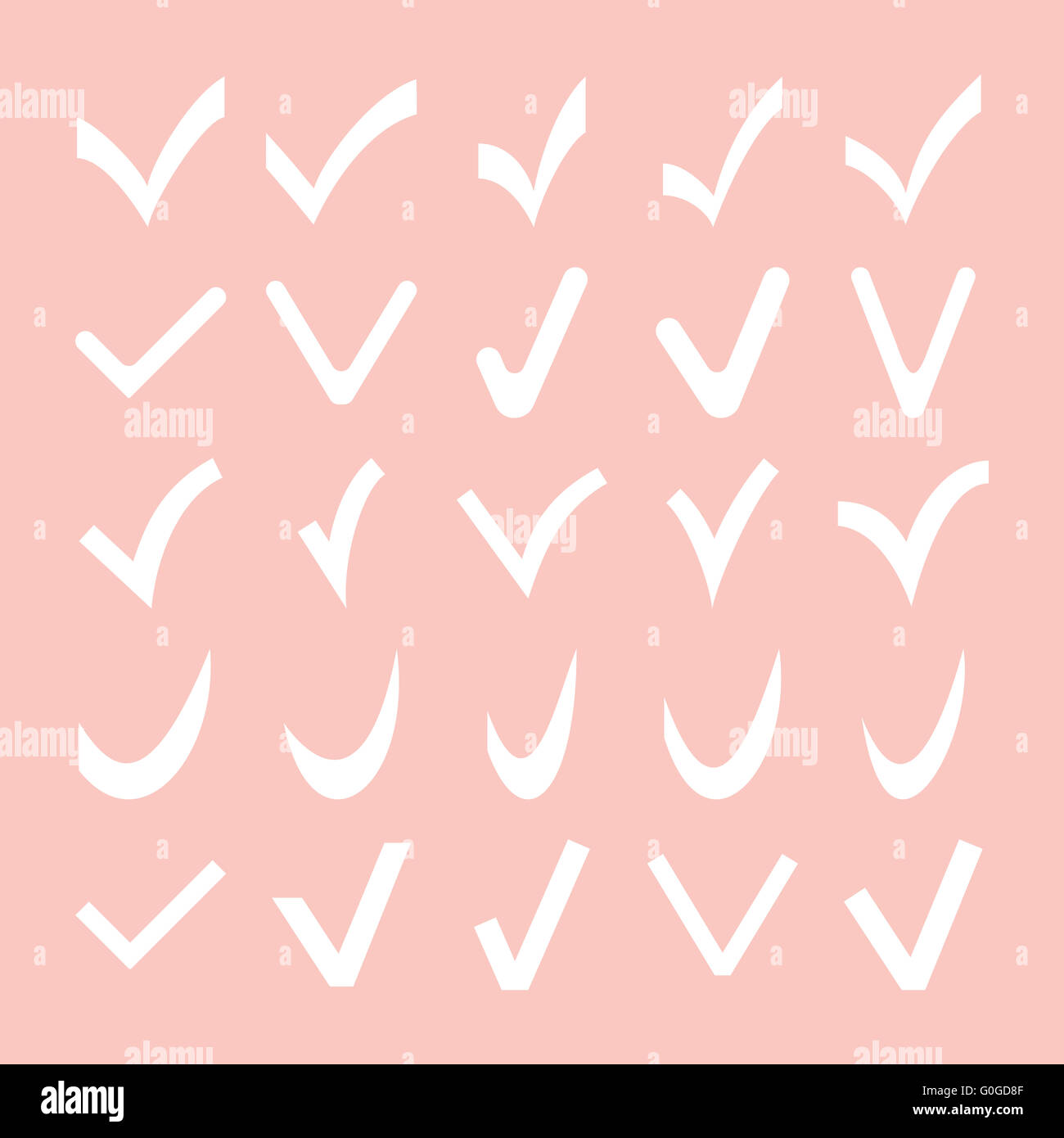 Insieme di diversi segni di spunta Foto Stock