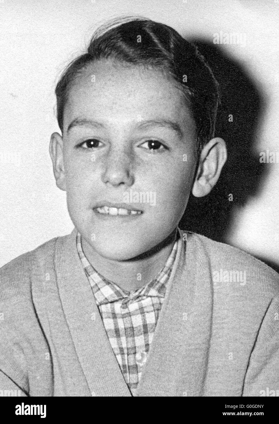 Negli anni cinquanta, foto in bianco e nero, persone, bambini, giovani, boy, ritratto, 10 a 14 anni, Werner Foto Stock