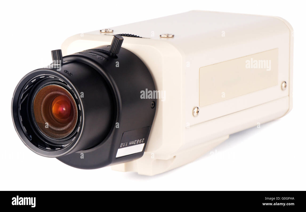 Controllo telecamera vista isometrica su sfondo bianco Foto Stock
