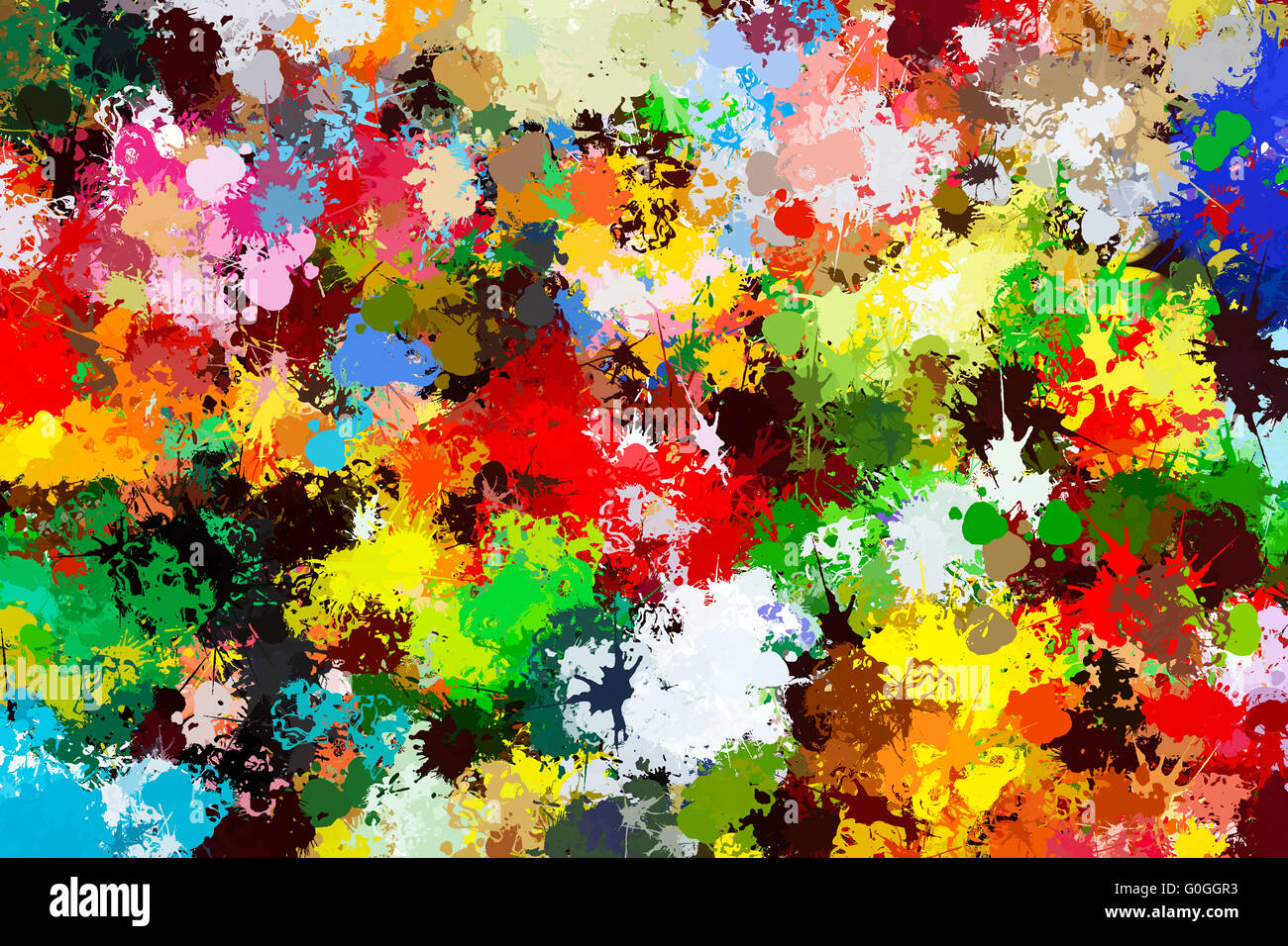 Colorate gli spruzzi di vernice sullo sfondo. Arte creativa Foto Stock