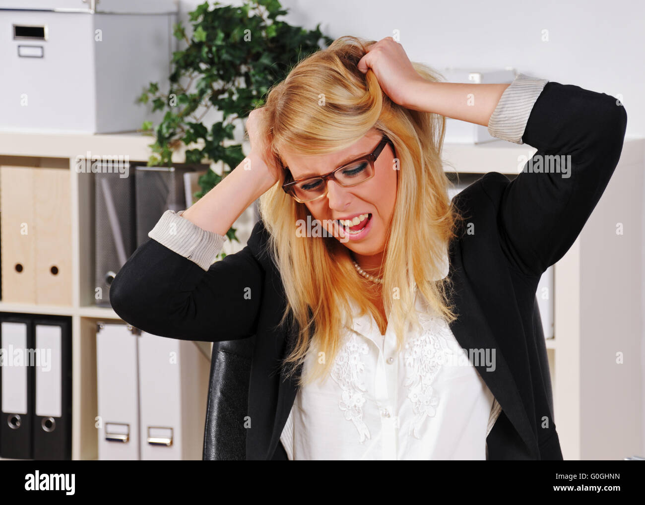 Giovane donna con stress Foto Stock