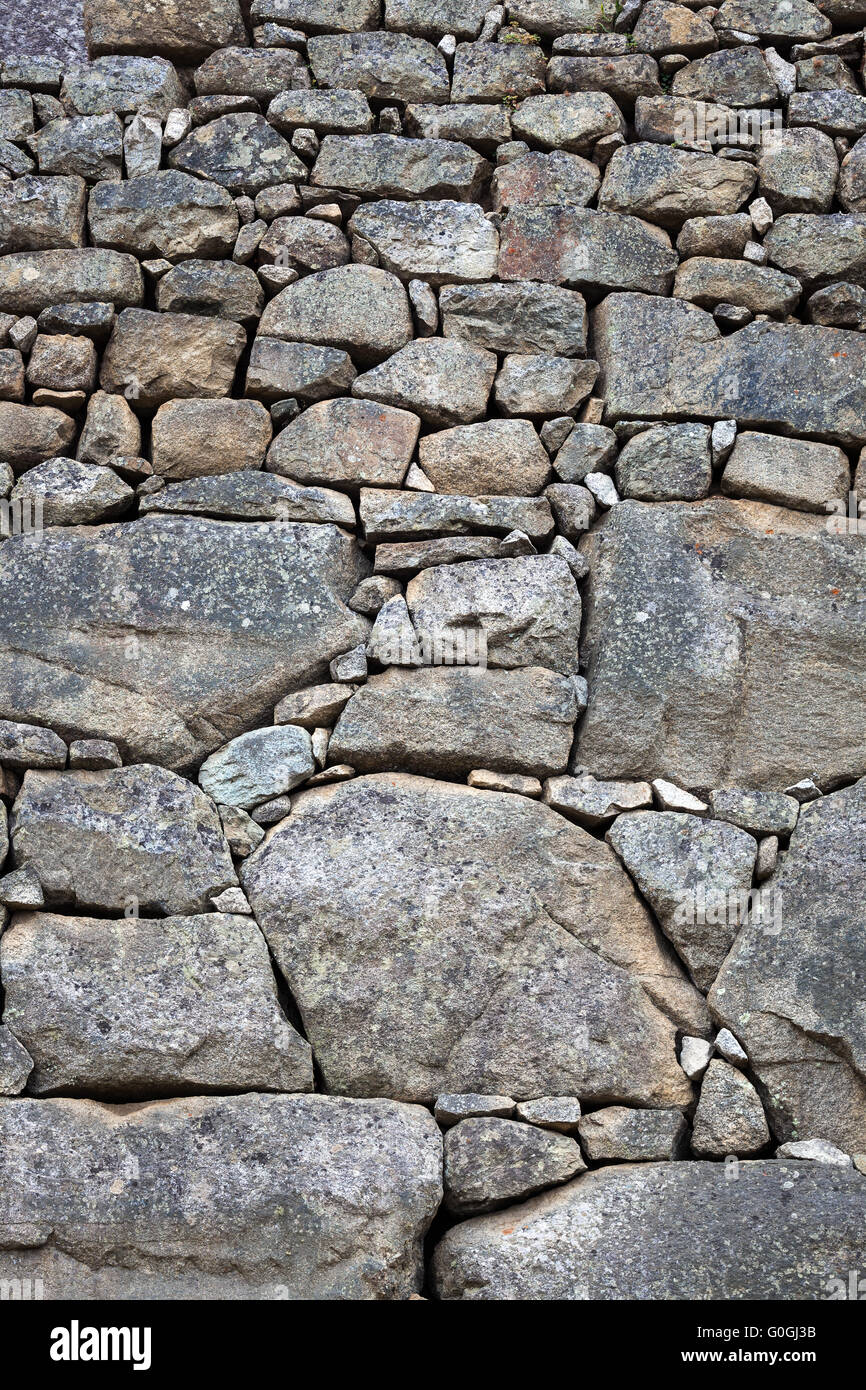 Murature degli Inca di Machu Picchu Foto Stock