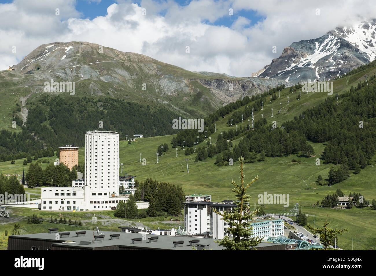 Per visualizzare il luogo dei Giochi Olimpici Sestriere Foto Stock