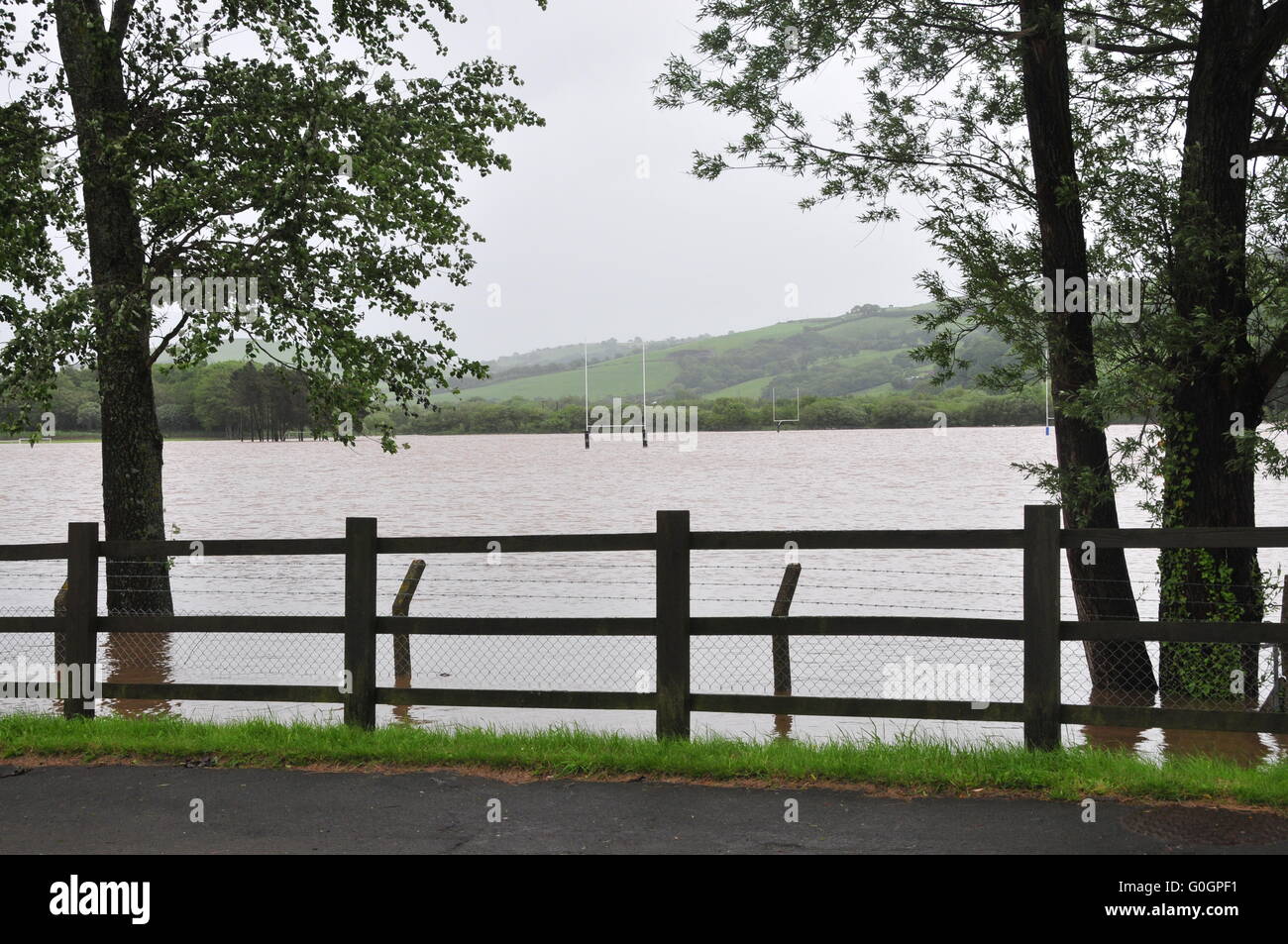 Le inondazioni di Aberystwyth nel giugno 2012 causano gravi danni Foto Stock