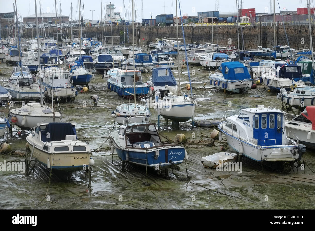 Boat Harbour con la bassa marea, Saint Helier, Jersey Foto Stock