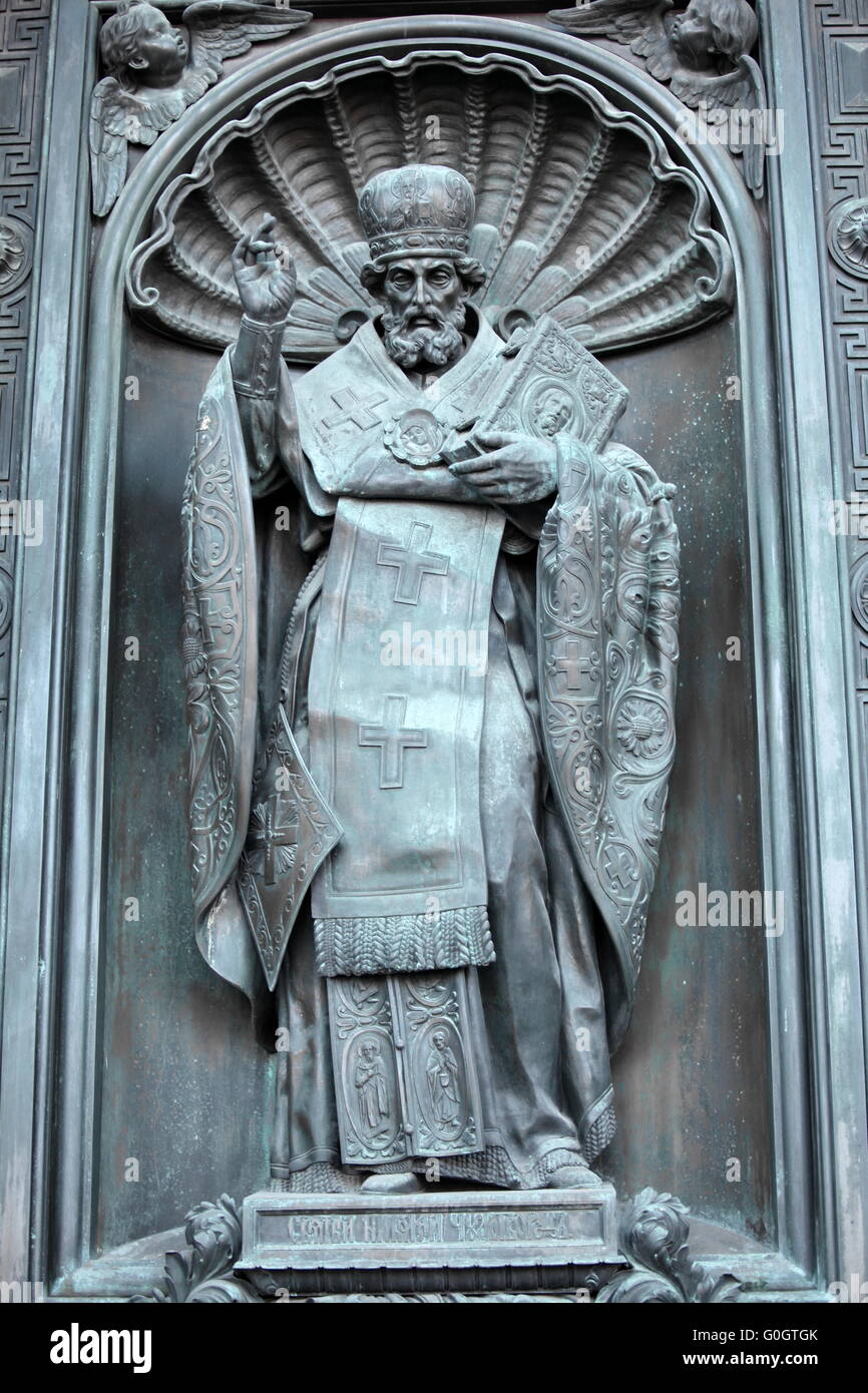 Saint Nicholas la scultura in bronzo Foto Stock