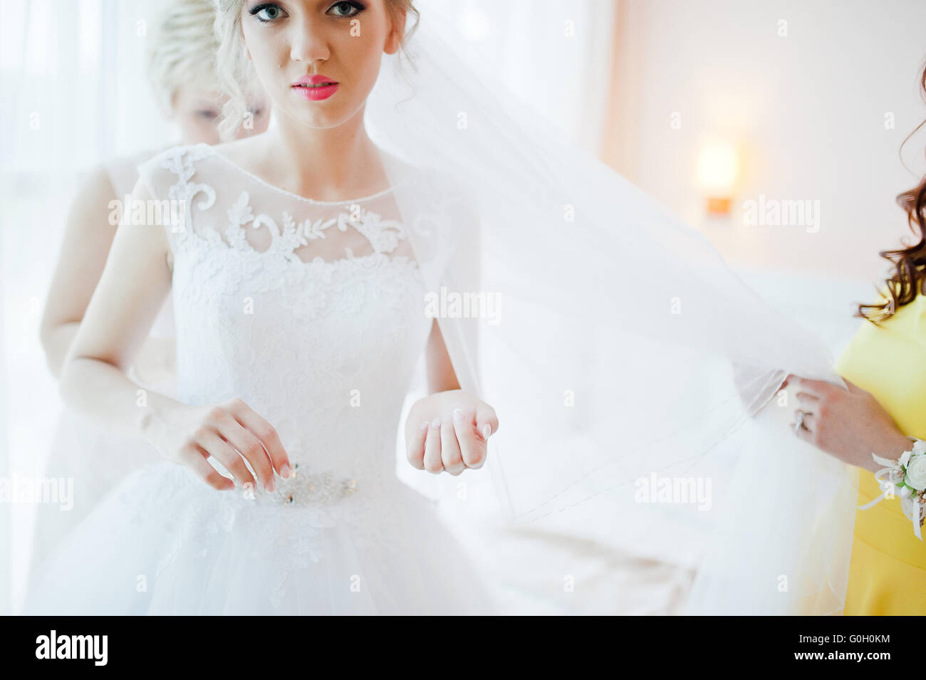 Close up ritratto del biondo sposa bella Foto Stock