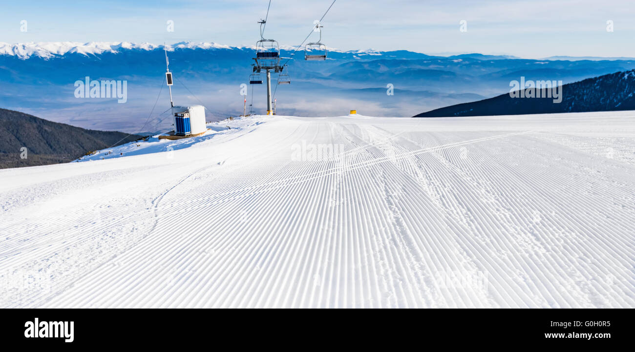 Ski Run trail il gatto delle nevi Foto Stock