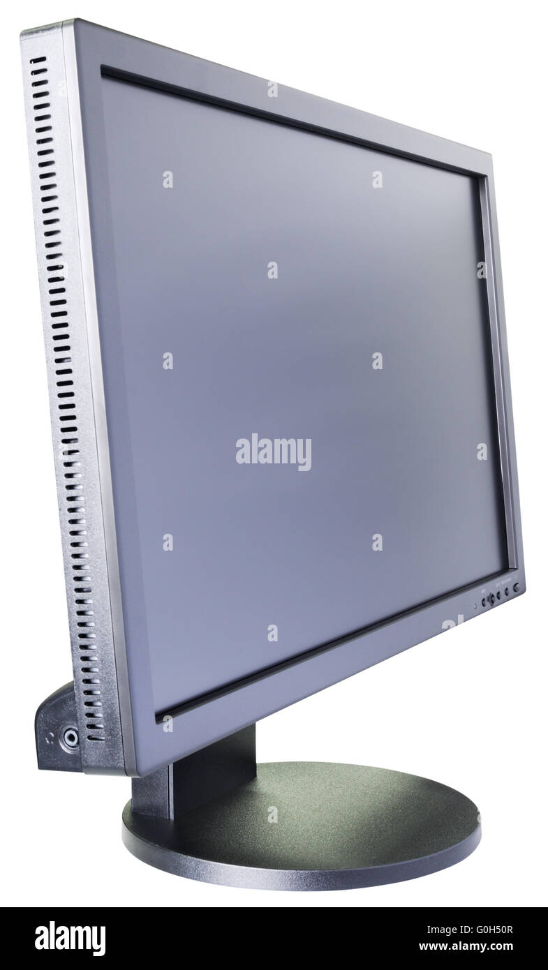 Computer LCD monitor piatto isolato sul bianco Foto Stock