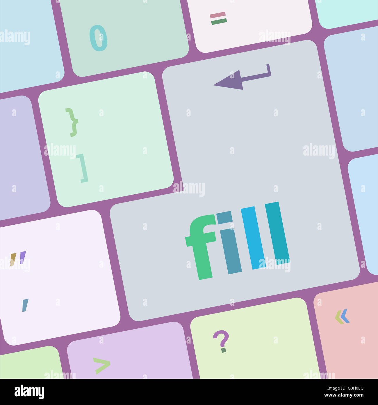 Riempire le parole sulla tastiera del computer il pulsante illustrazione vettoriale Foto Stock