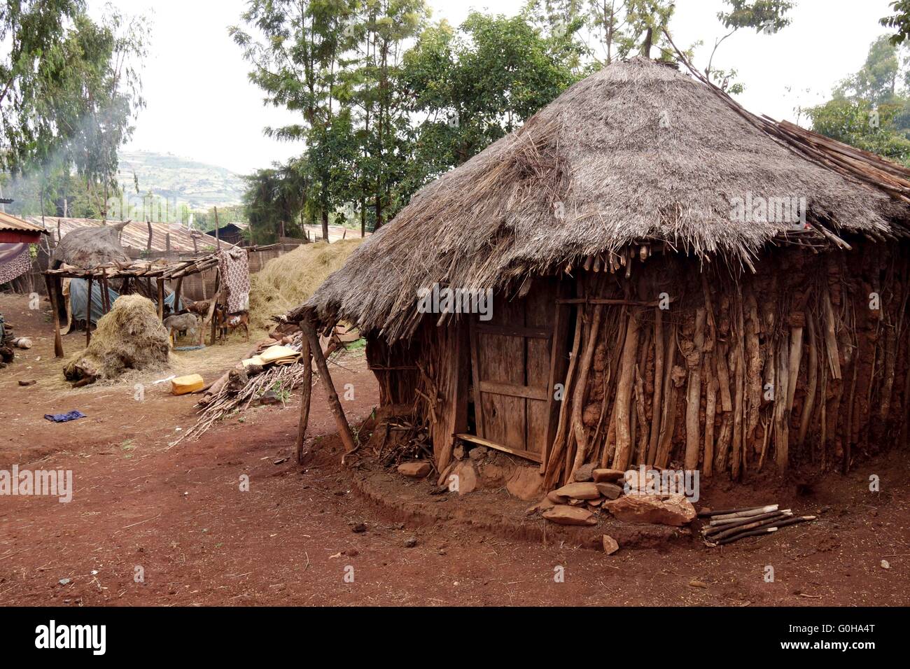 Capanna di fango in Etiopia Foto Stock