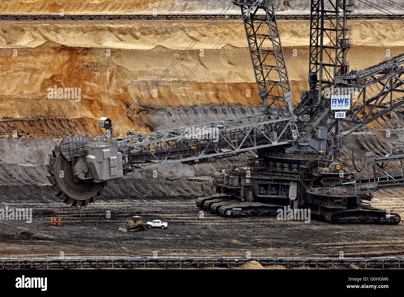 Benna-escavatore a ruote 282, marrone del carbone miniere di superficie Inden, Renania settentrionale-Vestfalia, Germania, Europa Foto Stock