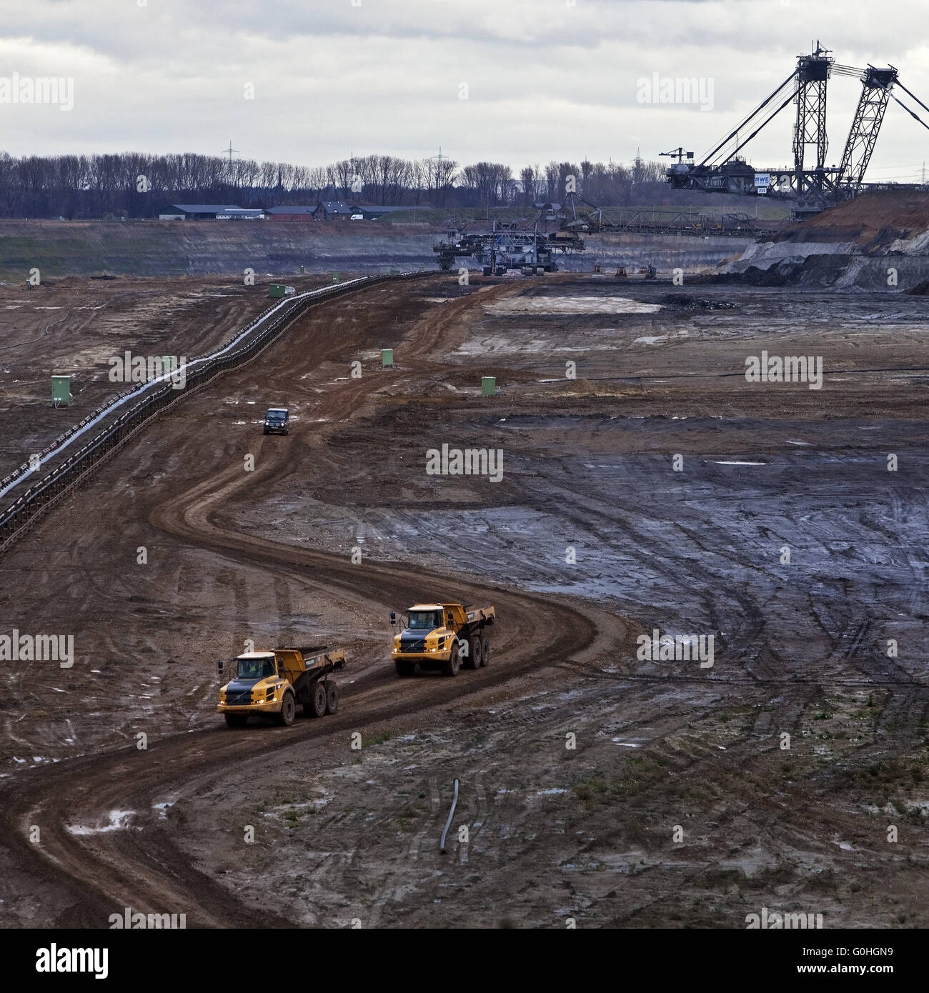 Trasporto in carbone marrone miniere di superficie Inden, Renania settentrionale-Vestfalia, Germania, Europa Foto Stock