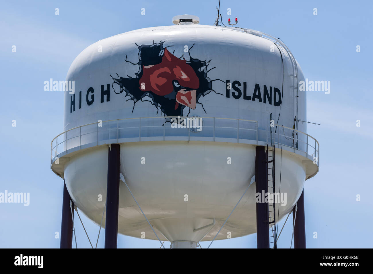 La mitica Torre di acqua ad alta Isola, Texas. Stati Uniti d'America. Foto Stock