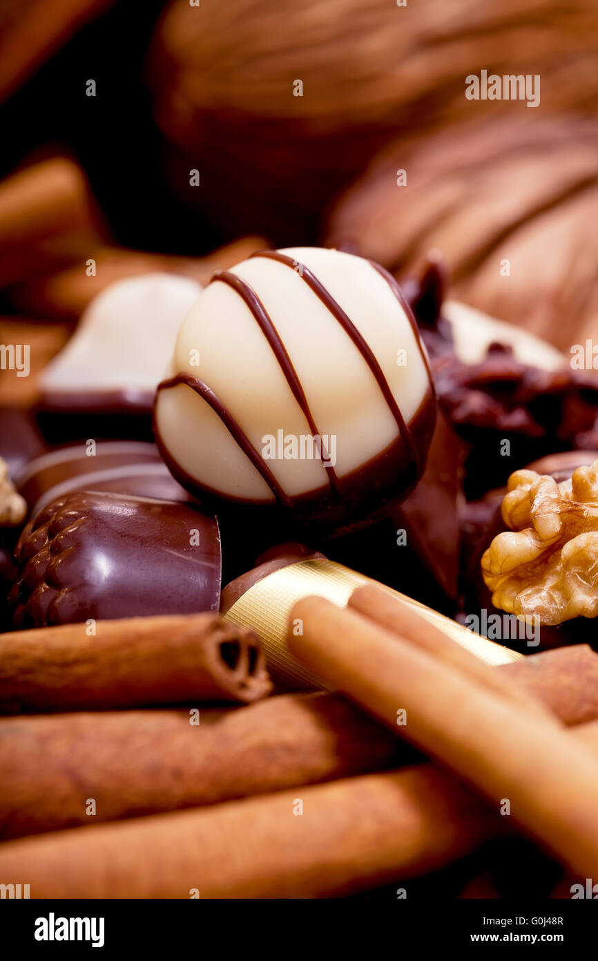 Raccolta di diversi dolci praline di cioccolato Foto Stock Raccolta di diversi dolci praline di cioccolato Foto Stock