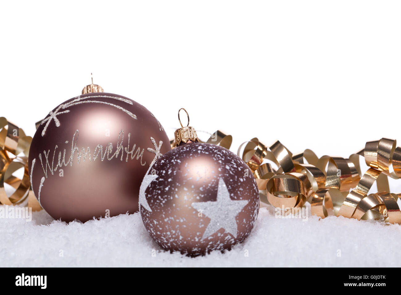 Elegante bronzo dorato decorazione di Natale isolato Foto Stock