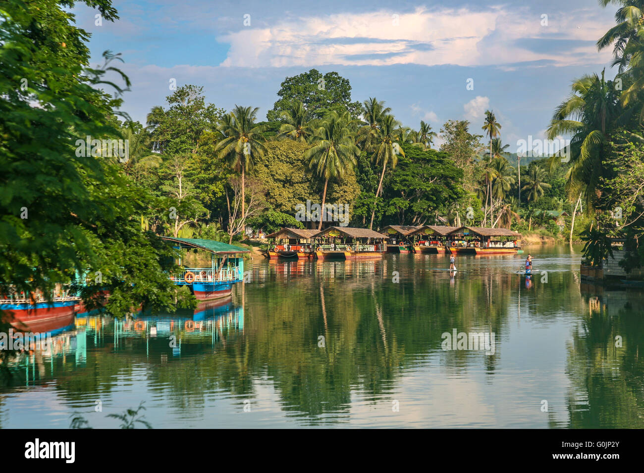 Filippine Bohol ristoranti fluttuanti sul fiume di Loboc Adrian Baker Foto Stock