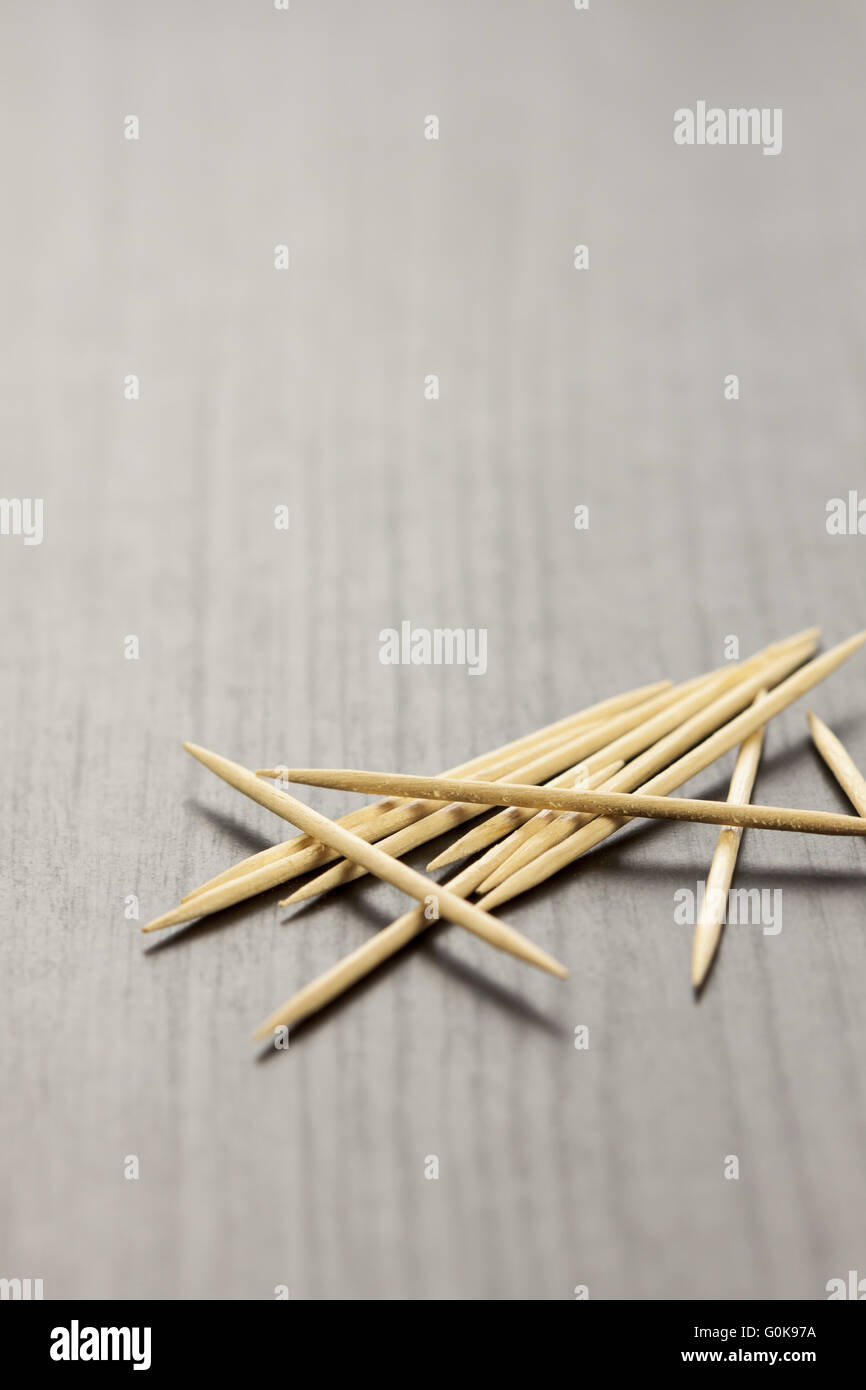 Pila di stuzzicadenti di legno Foto Stock