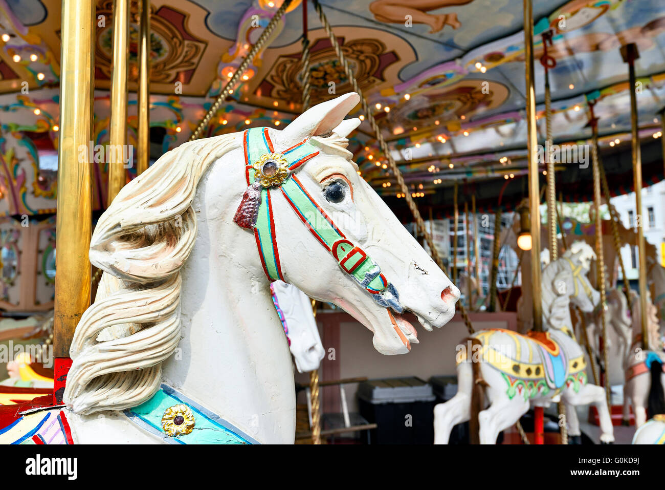 Capo di una classica giostra cavallo Foto Stock