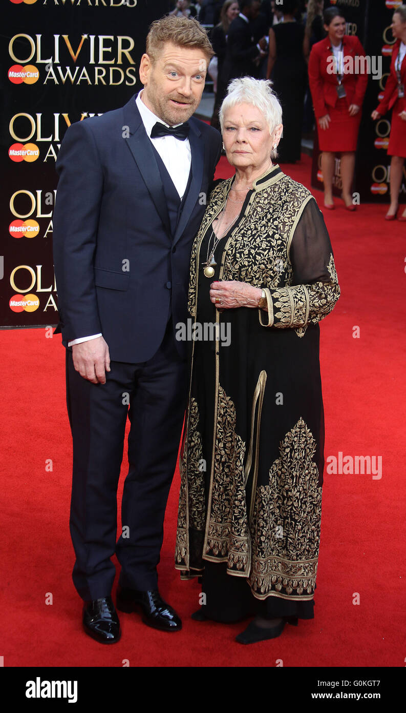 3 aprile 2016 - Sir Kenneth Branagh e Dame Judi Dench frequentando il Olivier Awards 2016 at Royal Opera House Covent Garden in Foto Stock