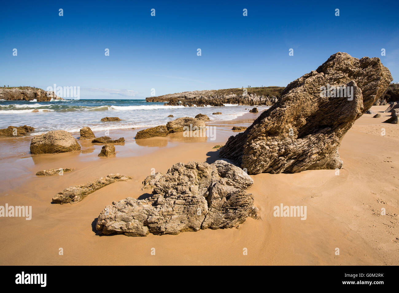 Playa de Toró. Llanes, Mare cantabrico, Asturias Spagna, Europa Foto Stock
