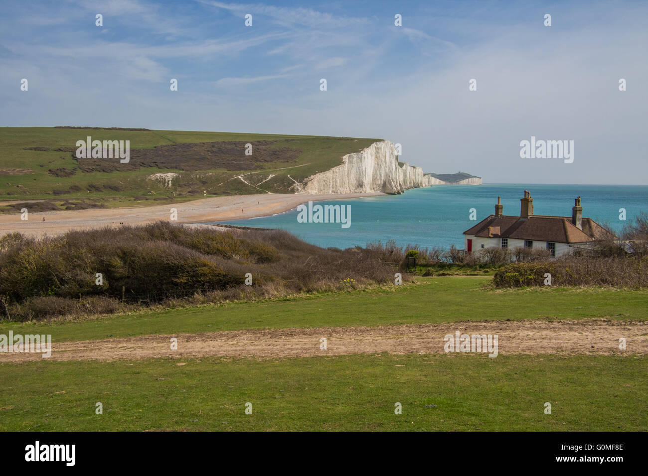 Sette sorelle scogliere in East Sussex, Inghilterra, Gran Bretagna. Foto Stock