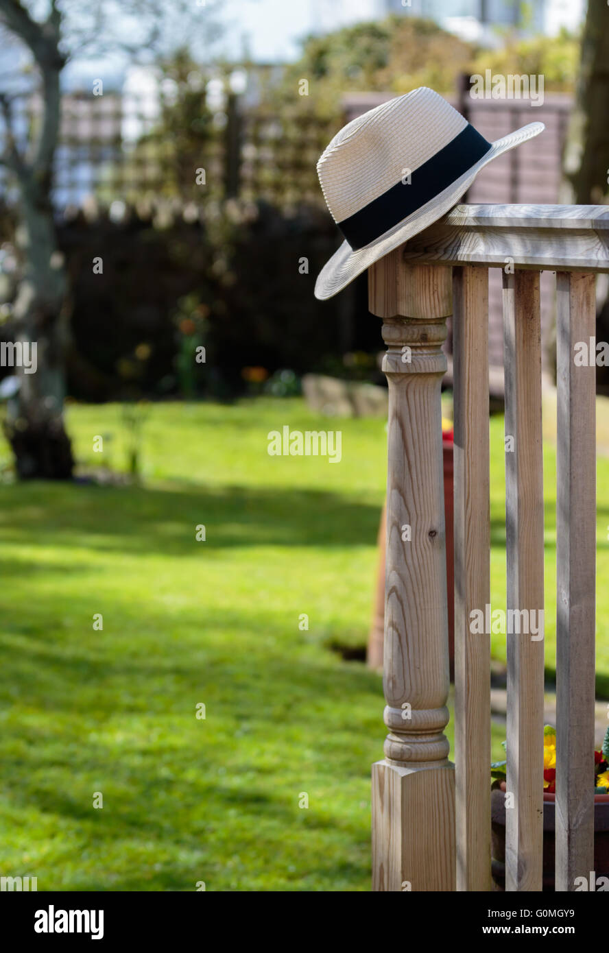 Panama hat su un palo di legno Foto Stock