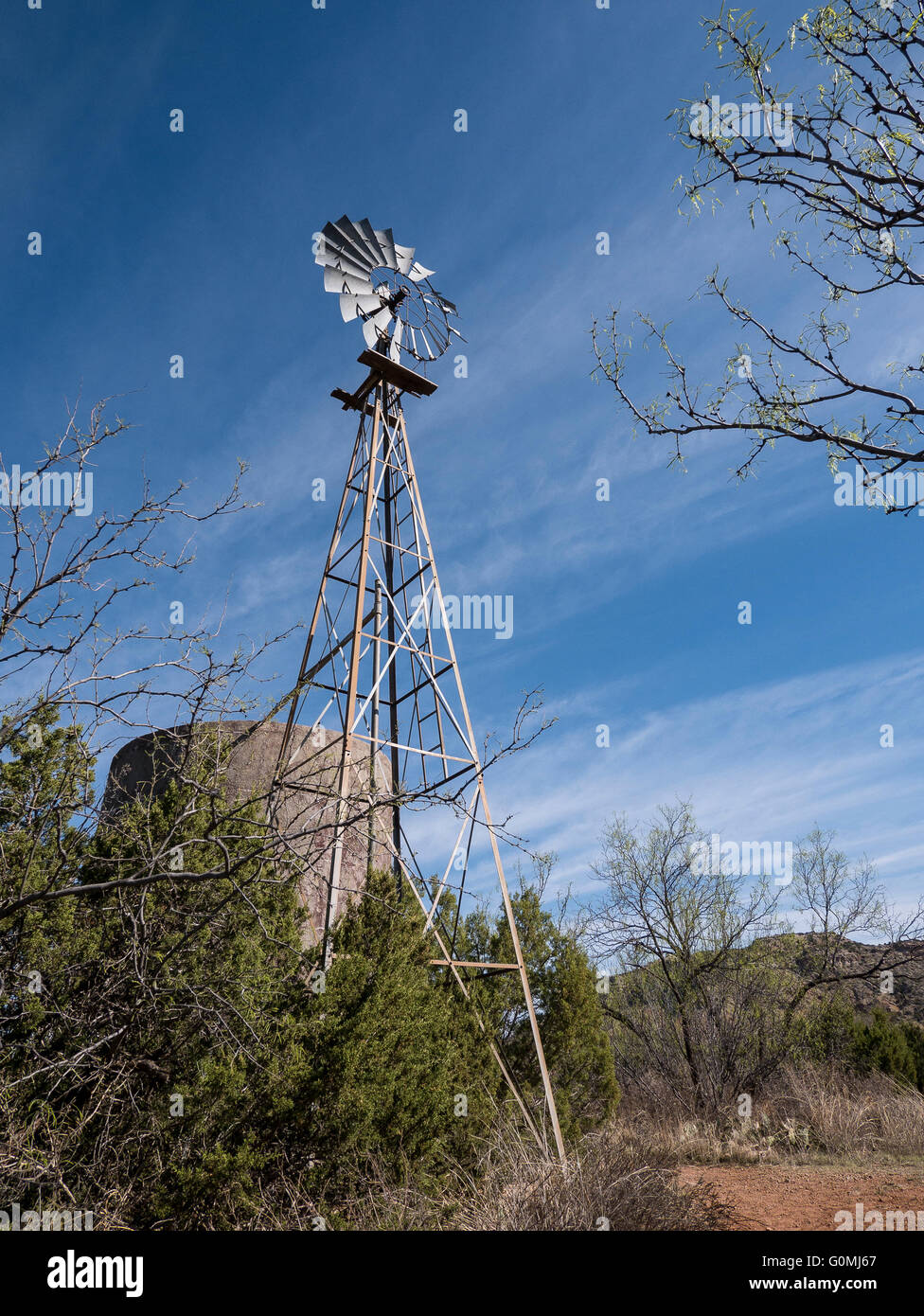 Mulino a vento, Palo Duro State Park, Texas. Foto Stock