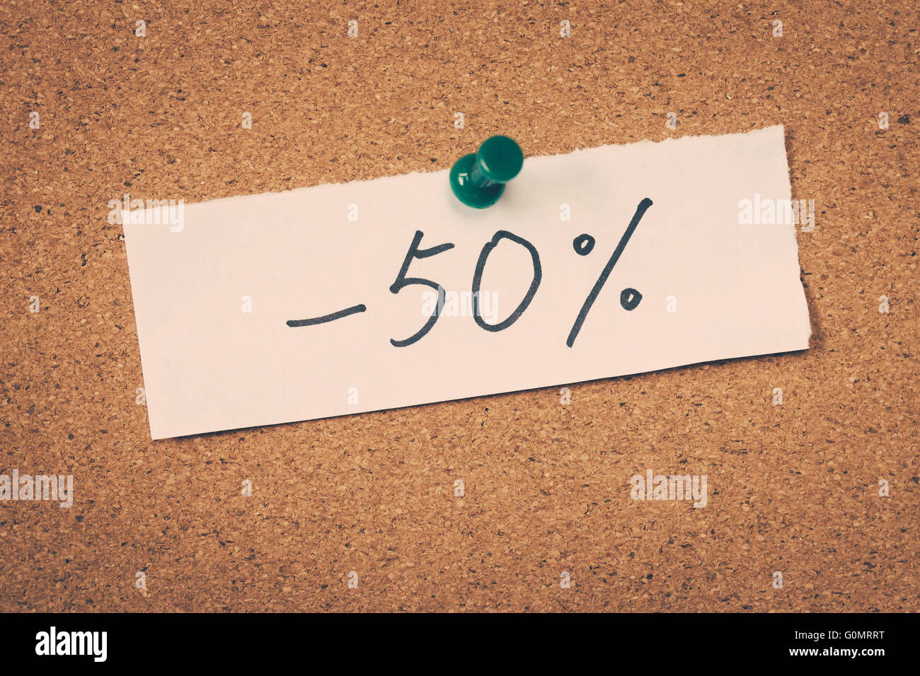 -50% meno di cinquanta percento Foto Stock