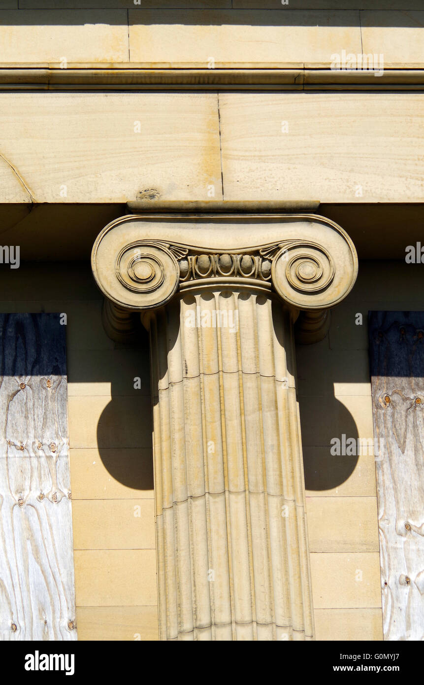 Capitello ionico Gledhow Grove, Revival Greco Mansion Foto Stock