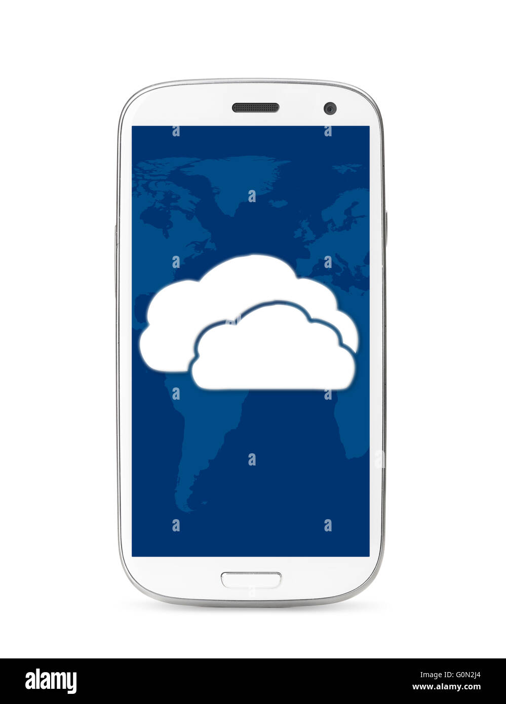 Cloud touch screen phone Foto Stock