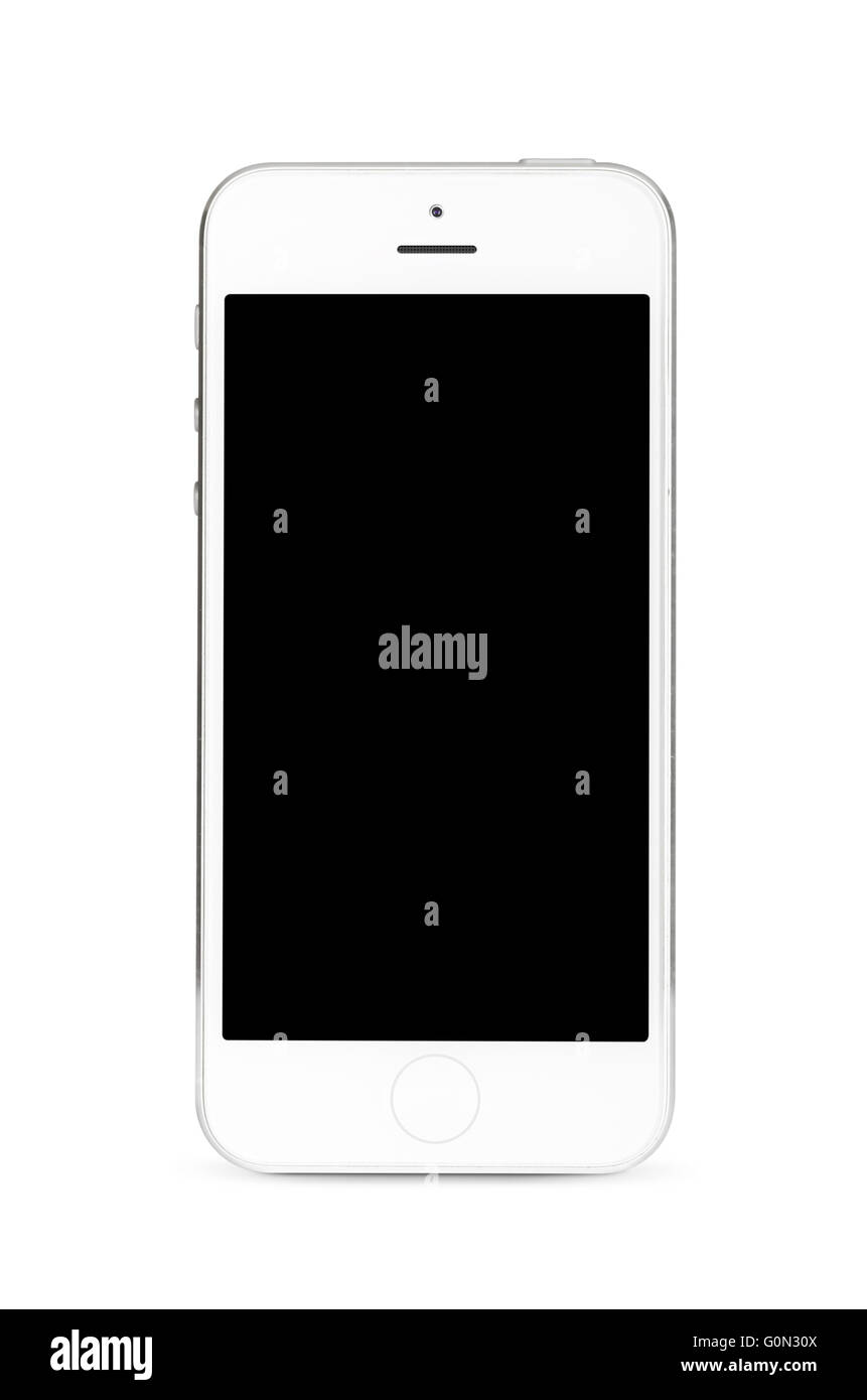 Smartphone isolati su sfondo bianco Foto Stock
