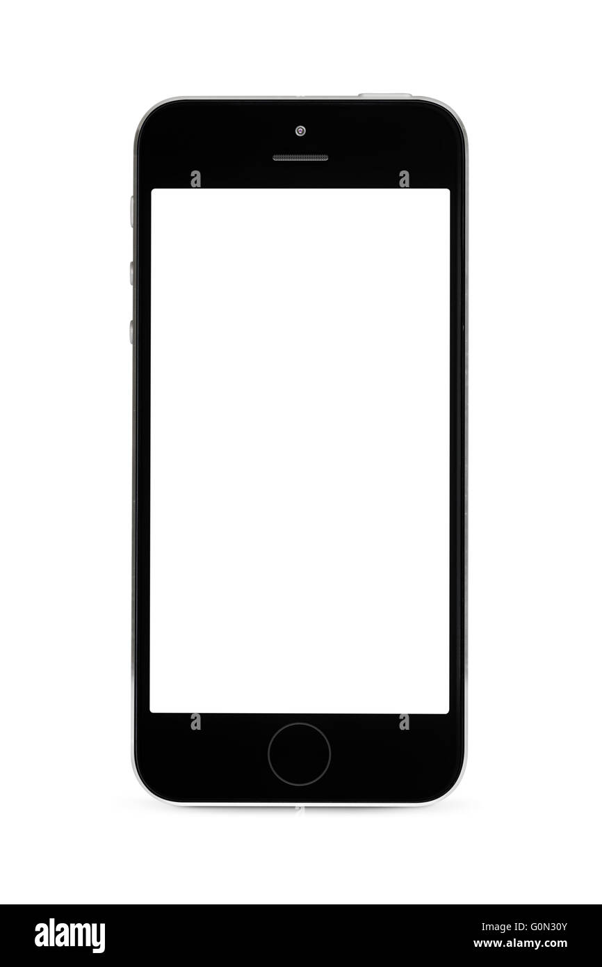 Smartphone isolati su sfondo bianco Foto Stock