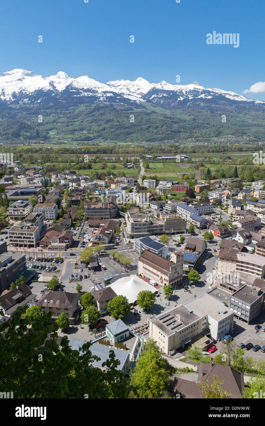 Vista aerea di Vaduz. Foto Stock