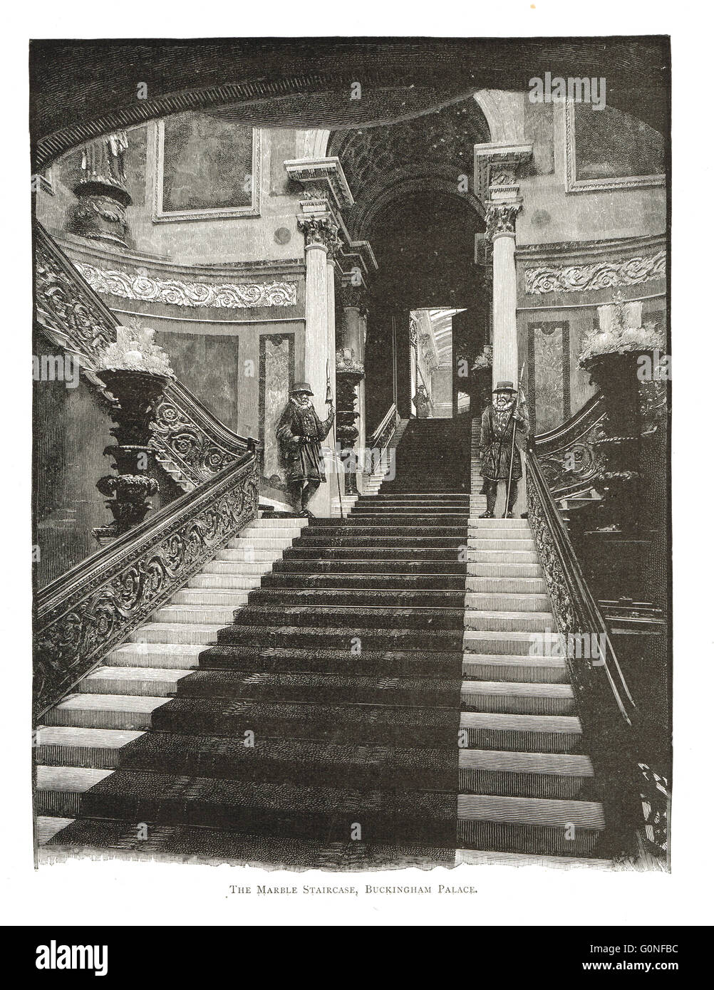 La scala in marmo Buckingham Palace, London Inghilterra England Foto Stock