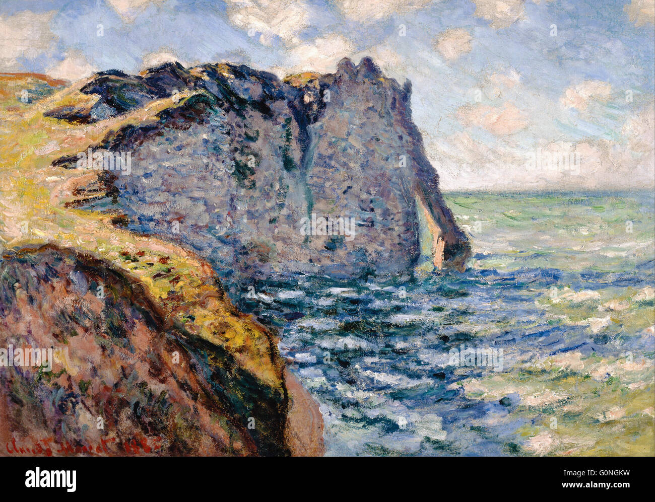 Tableau Décoratif « La Scogliera » Monet - Impression Sur Toile Encadrée, Fait Main En Italie, Sur Mesure Possible
